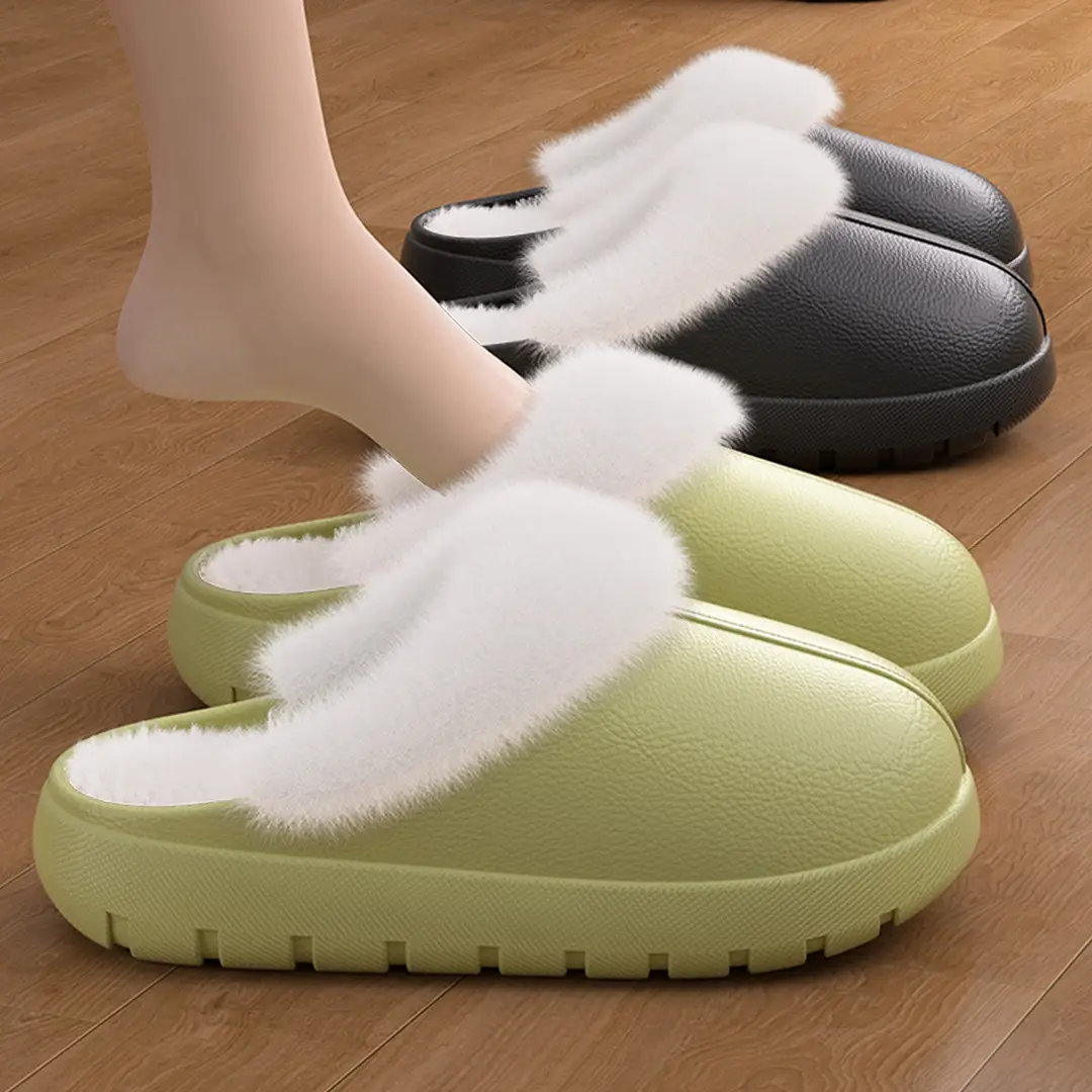 2025 New Waterproof Cotton Slippers for Women Autumn and Winter Indoor Home Warmth Plus Velvet Removable Stuffed Slippers for Women — feature 6