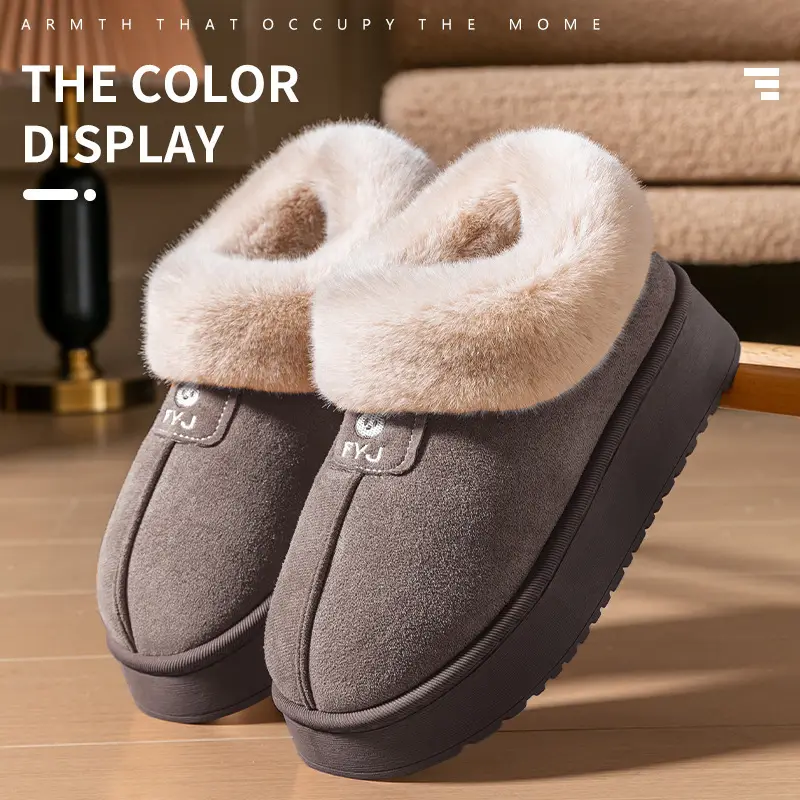 New Cotton Slippers for Women in Winter, All-Inclusive Cotton Shoes, Fleece-Lined, Thickeneded, Warm Furry Slippers, Snow Boots - Image 6