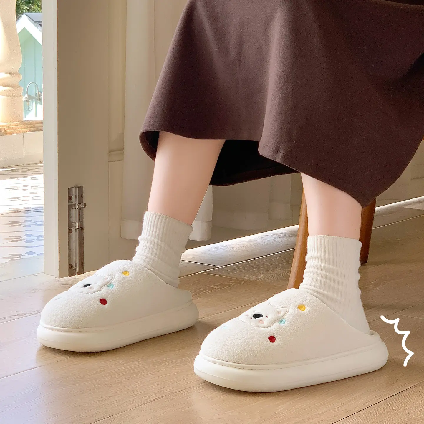 Women's Cartoon Stuffed Cotton Winter Slippers Navy - Image 19