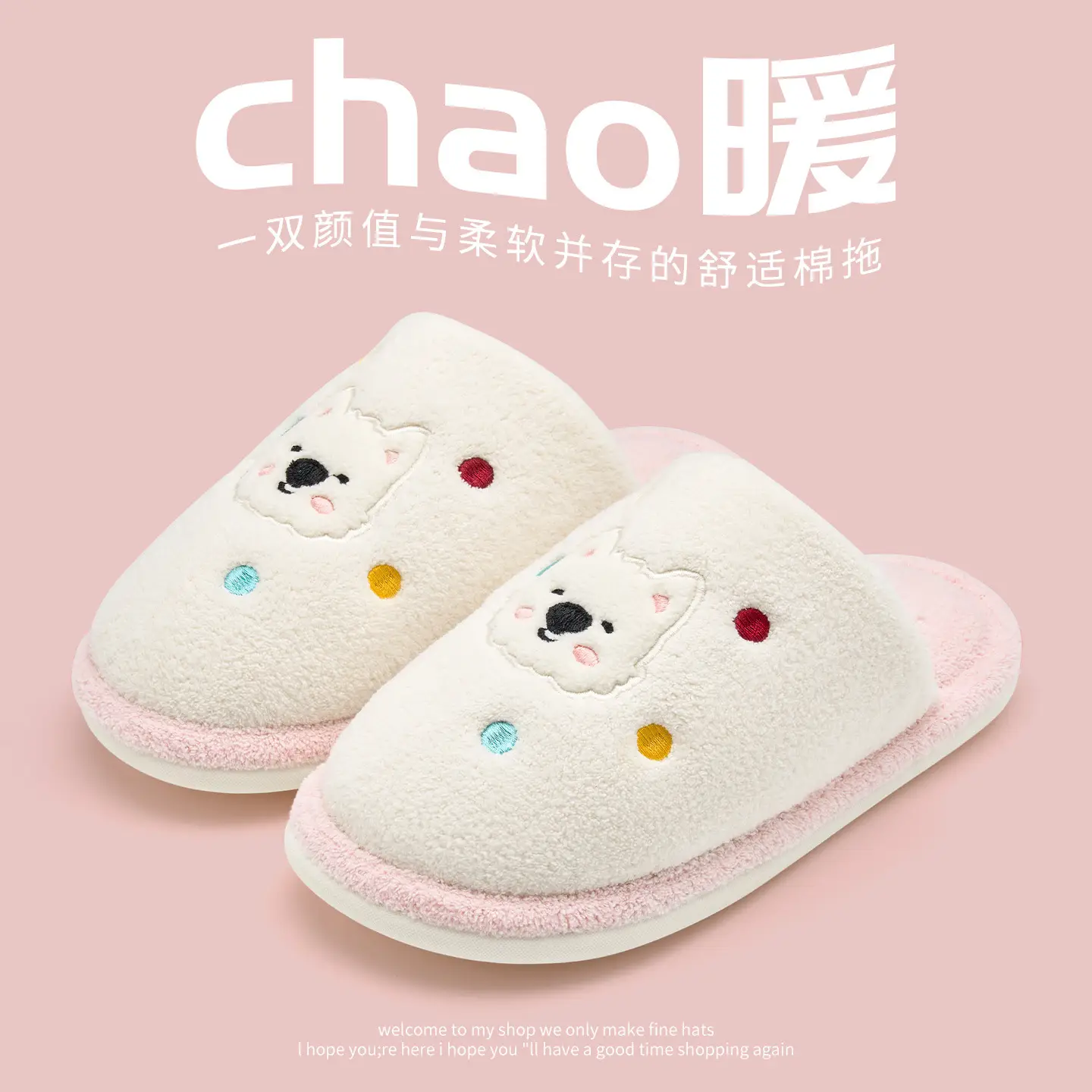 Women's Cartoon Stuffed Cotton Winter Slippers Navy - Image 10