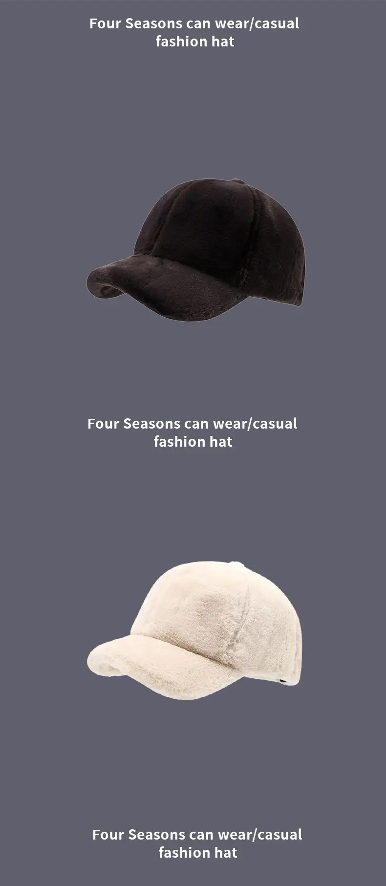 Women's Brown Plush Baseball Cap Winter — feature 12