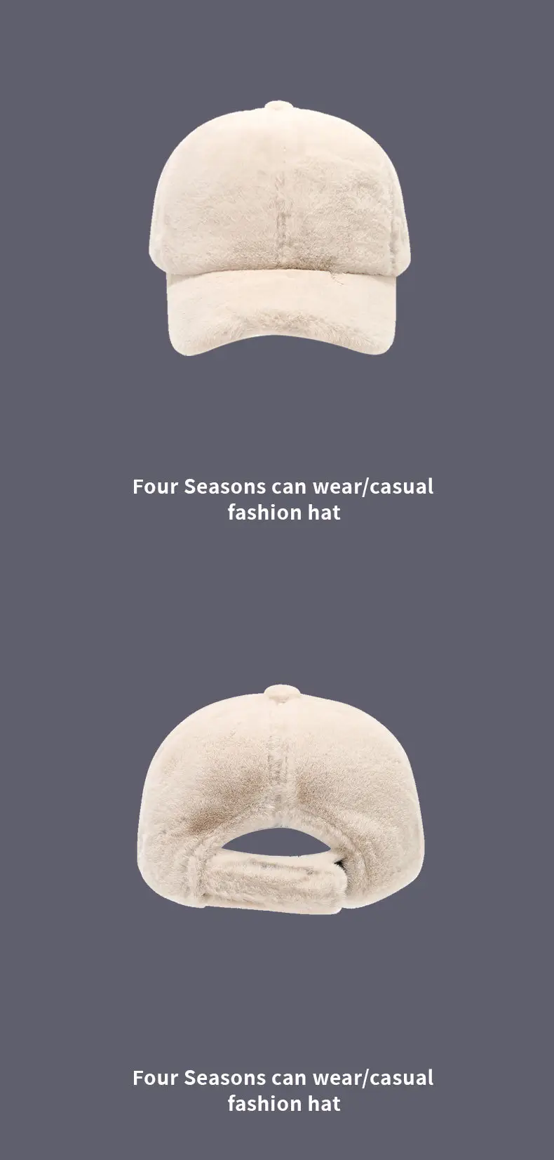 Women's Brown Plush Baseball Cap Winter — feature 13