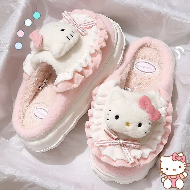 Hello Kitty Fleece Lined Kids Slippers Pink Winter - Image 6