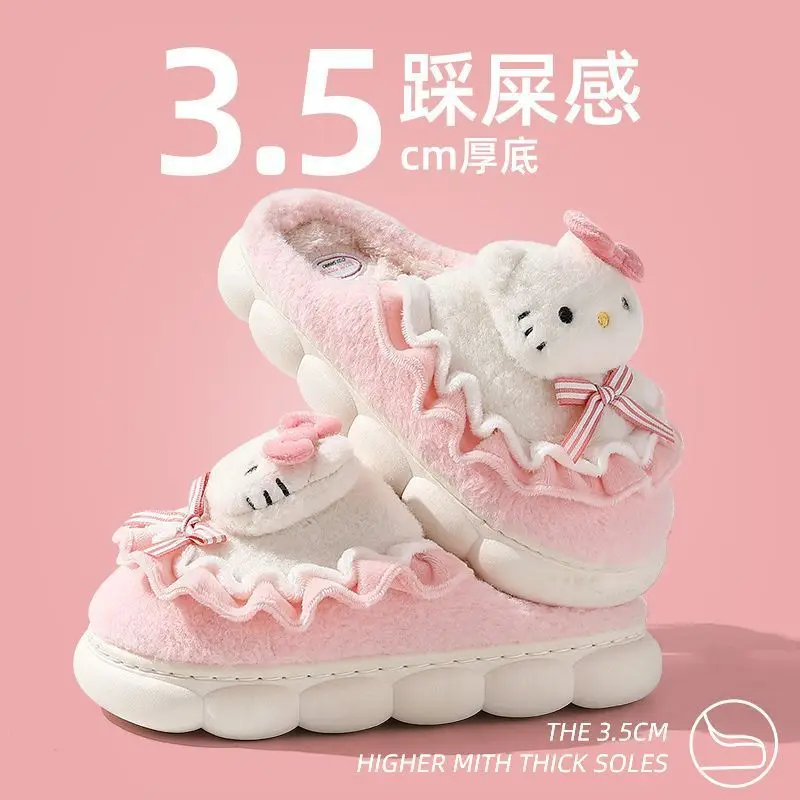Hello Kitty Fleece Lined Kids Slippers Pink Winter - Image 8