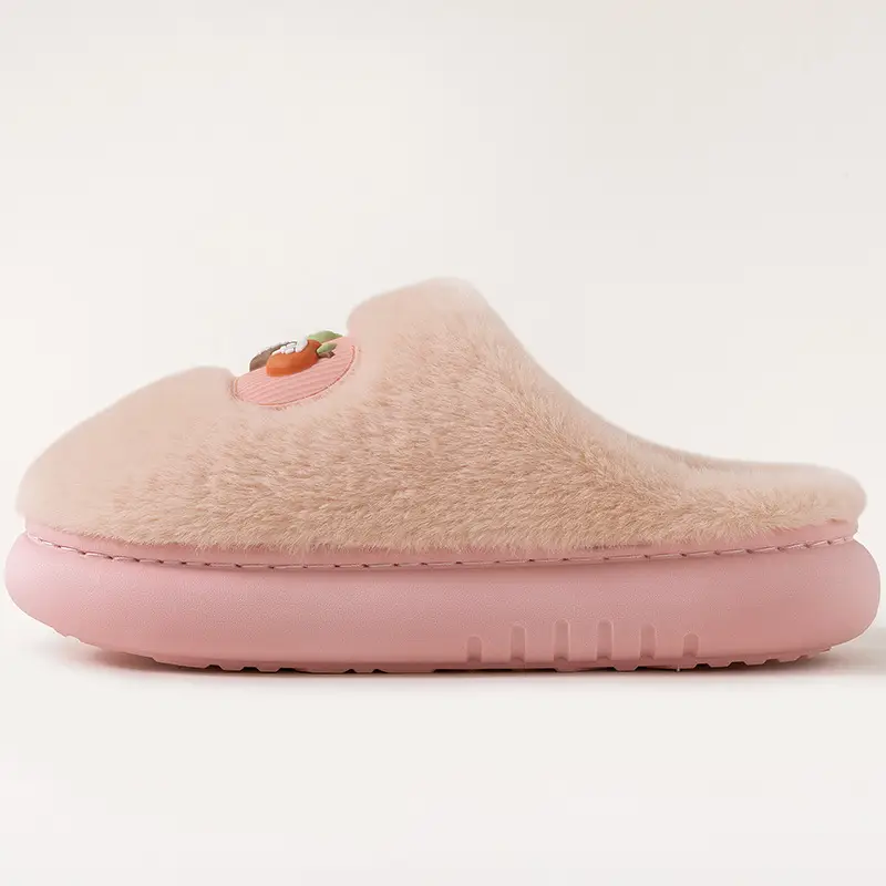 Pink Cotton Slippers for Men Women Winter Warm Indoor Outdoor