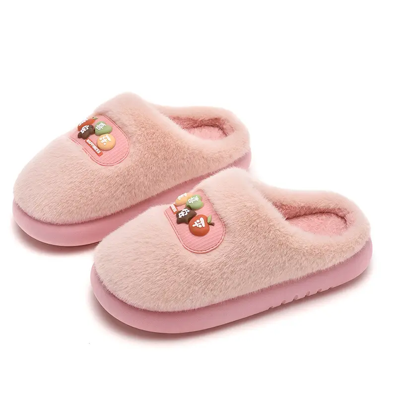 Pink Cotton Slippers for Men Women Winter Warm Indoor Outdoor