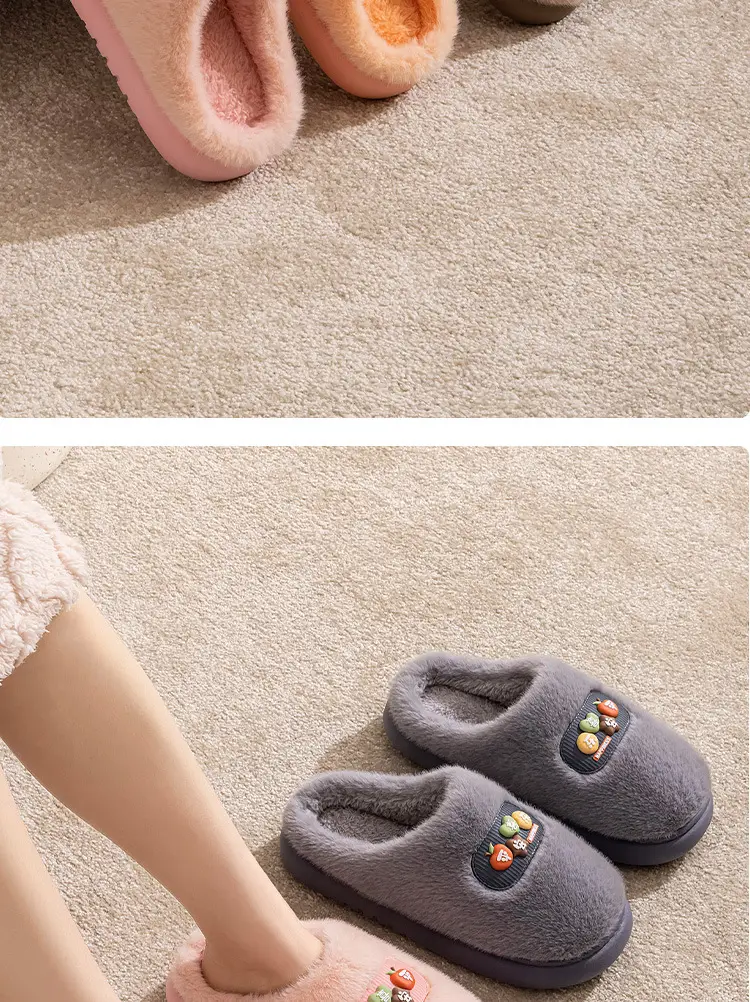 Pink Cotton Slippers for Men Women Winter Warm Indoor Outdoor — feature 10