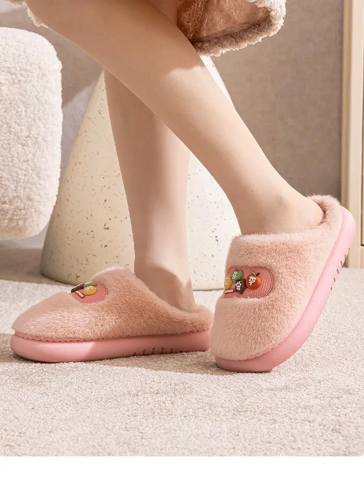 Pink Cotton Slippers for Men Women Winter Warm Indoor Outdoor — feature 13