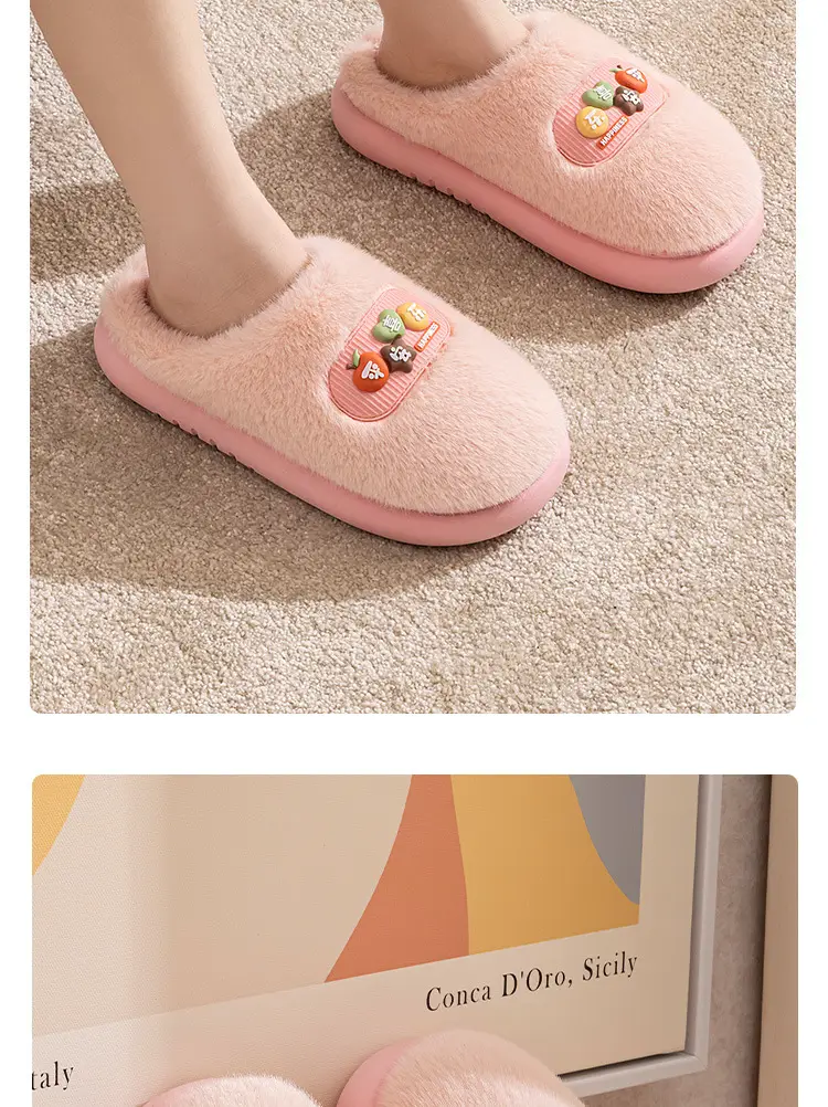 Pink Cotton Slippers for Men Women Winter Warm Indoor Outdoor — feature 16
