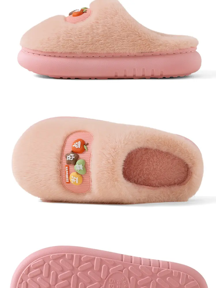 Pink Cotton Slippers for Men Women Winter Warm Indoor Outdoor — feature 18