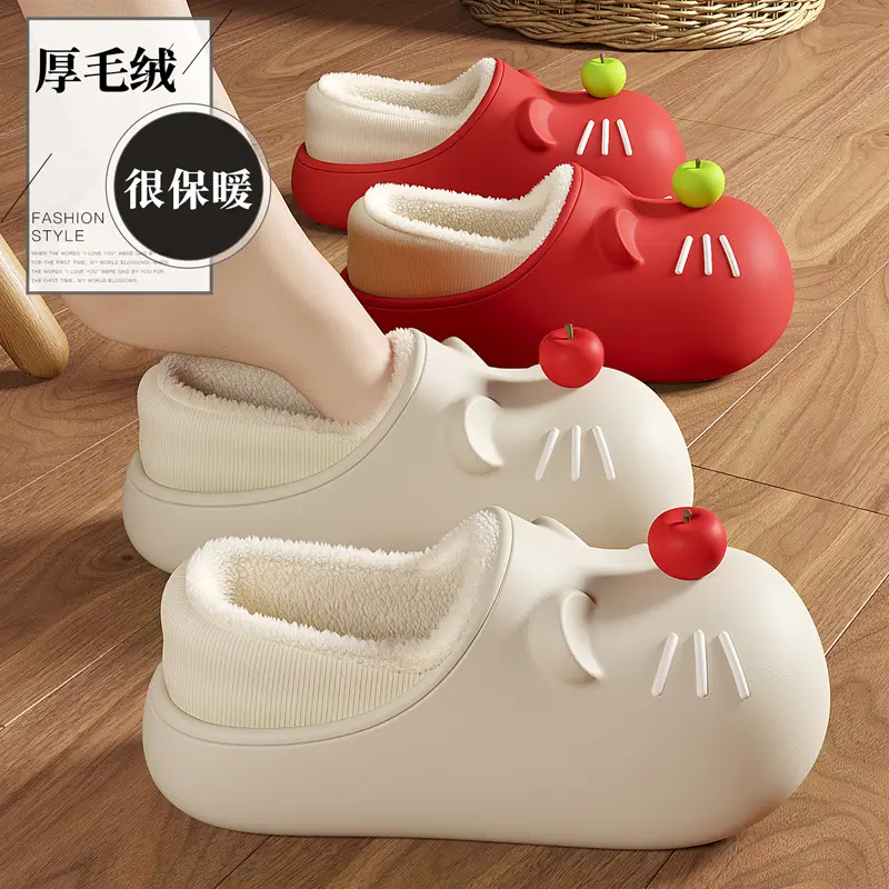 Cartoon Waterproof Cotton Slippers for Women, Winter Parent-Child Children's Home Indoor Plush Warm Non-Slip Closed-Back Cotton Shoes Wholesale - Image 13
