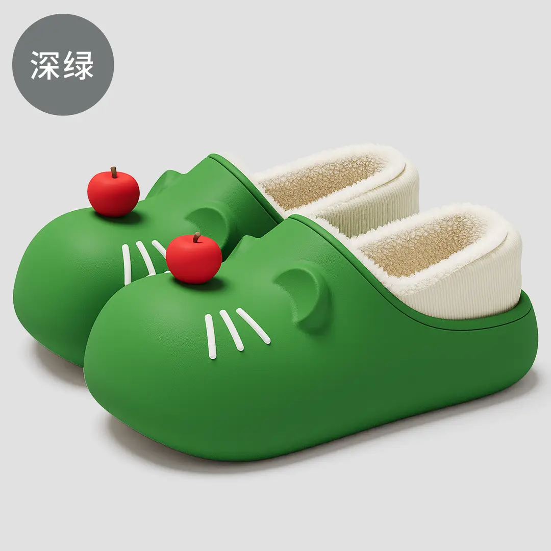 Cartoon Waterproof Cotton Slippers for Women, Winter Parent-Child Children's Home Indoor Plush Warm Non-Slip Closed-Back Cotton Shoes Wholesale - Image 2