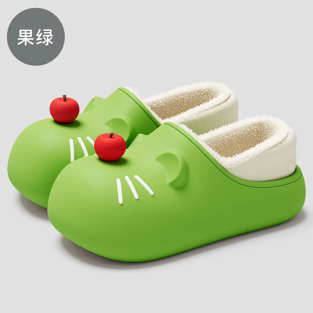 Cartoon Waterproof Cotton Slippers for Women, Winter Parent-Child Children's Home Indoor Plush Warm Non-Slip Closed-Back Cotton Shoes Wholesale - Image 3
