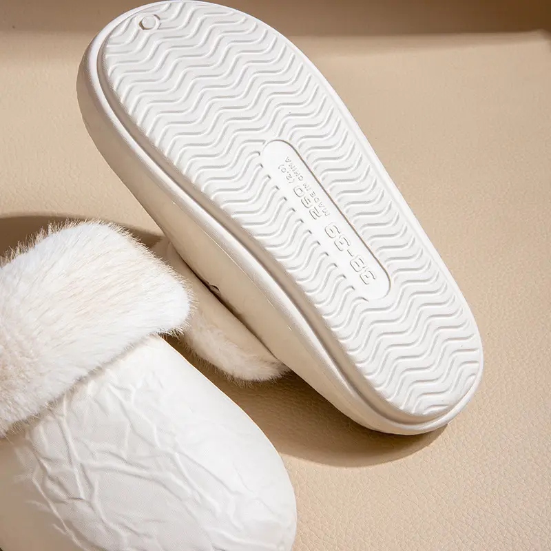 Women Winter Cotton Slippers Non-Slip Fleece Lined