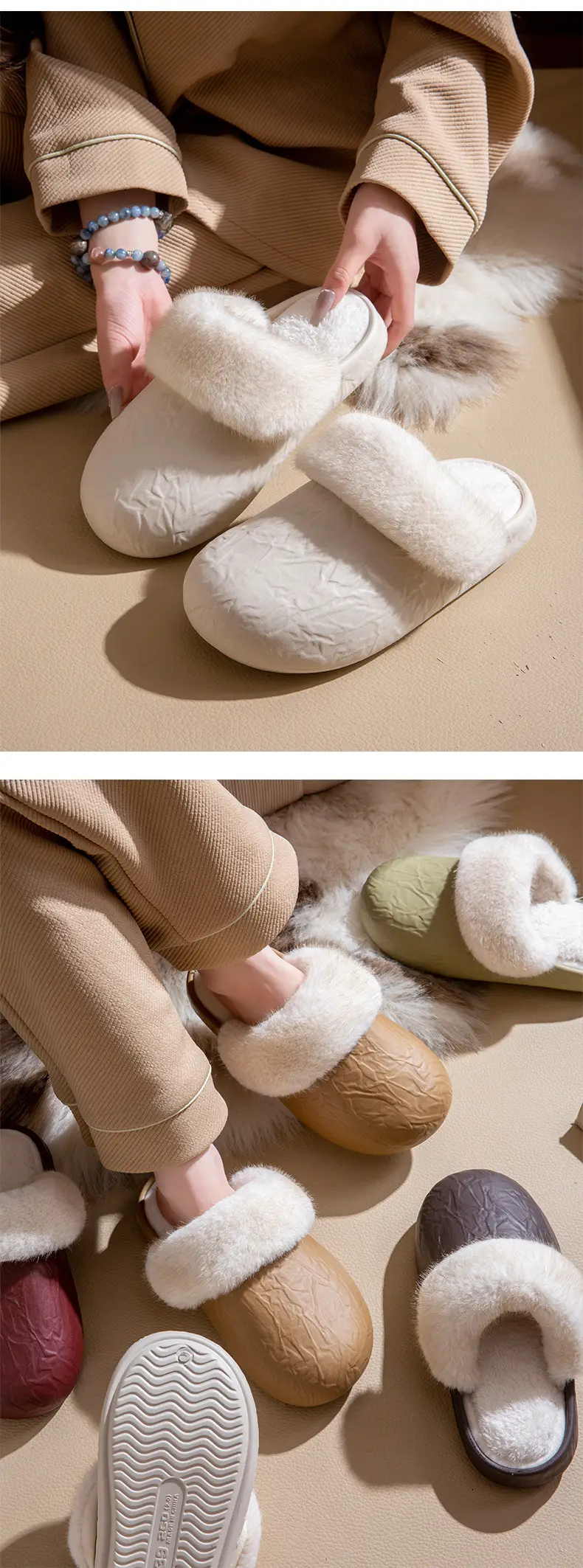 Women Winter Cotton Slippers Non-Slip Fleece Lined — feature 10