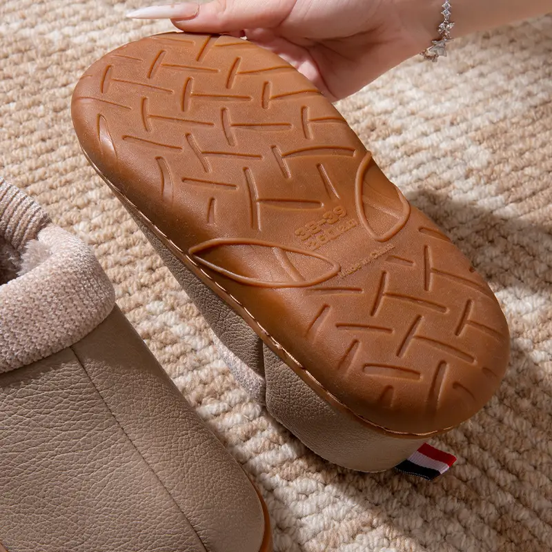 Pu Waterproof Cotton Shoes for Women in Winter Fleece-Lined to Heattech Thick-Soled Non-Slip Home Elderly Bags with Cotton Slippers for Men to Wear Outside - Image 7