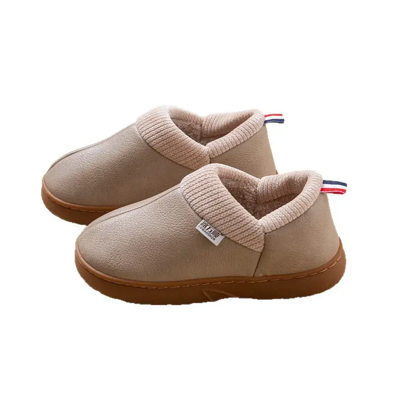 Pu Waterproof Cotton Shoes for Women in Winter Fleece-Lined to Heattech Thick-Soled Non-Slip Home Elderly Bags with Cotton Slippers for Men to Wear Outside - Image 9
