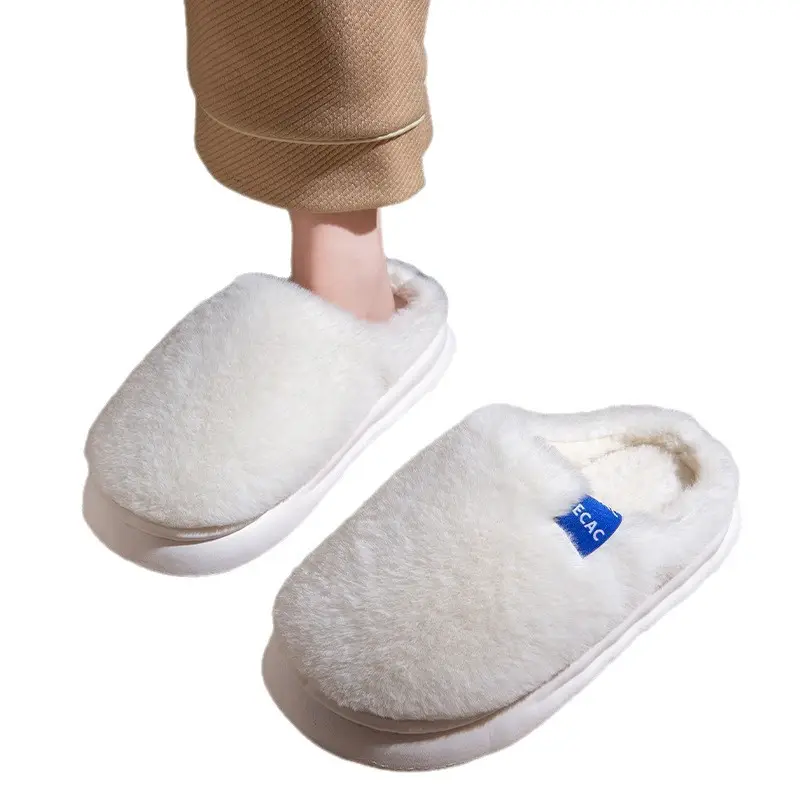Women Cotton Fleece Slippers Winter Warm White - Image 10