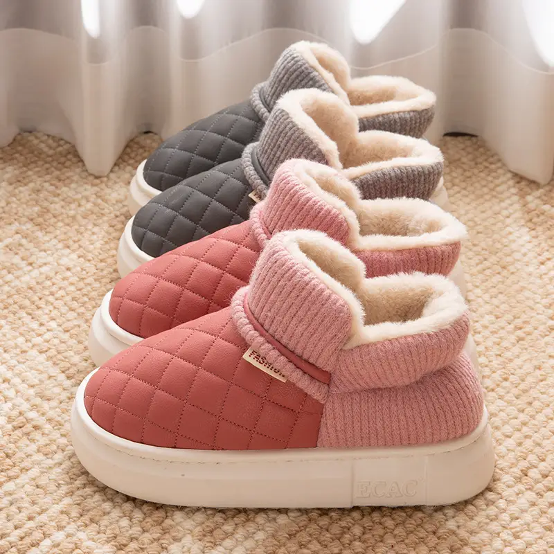 Pu Waterproof Cotton Shoes 2025 Autumn and Winter New Couple Home and Outdoor Wear Thick-Soled Non-Slip Bag Heel Cotton Slippers for Women and Men - Image 6