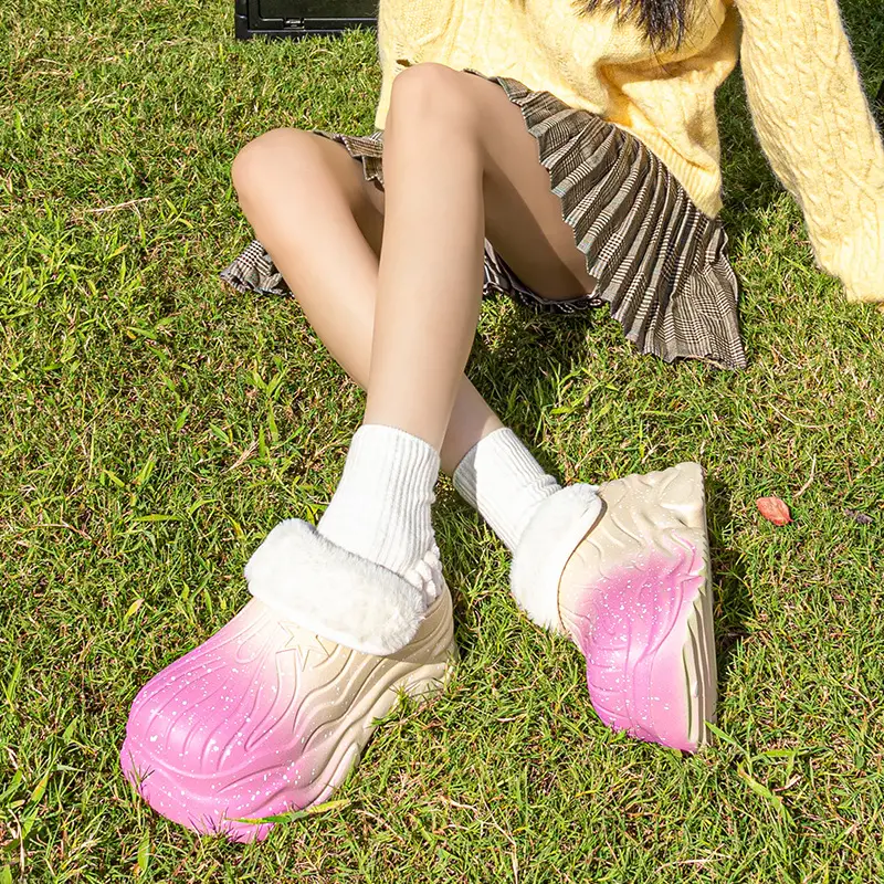 Women's Winter Cotton Slippers with Fleece Lining & Sparkle Design - Image 6