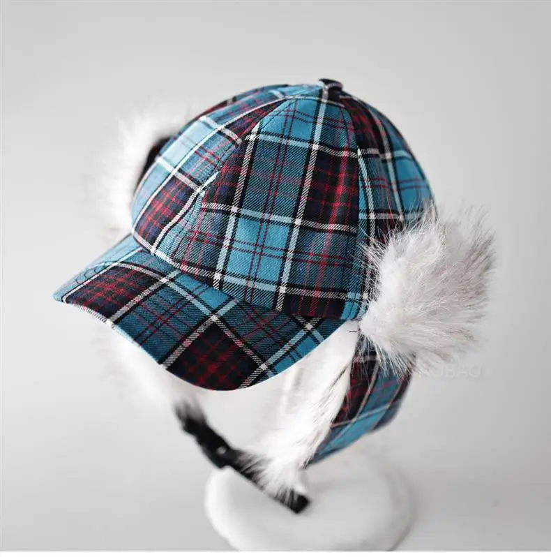 Women Plaid Windproof Cap Winter Warm Ear Protection — feature 10
