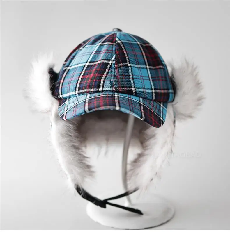 Women Plaid Windproof Cap Winter Warm Ear Protection — feature 4