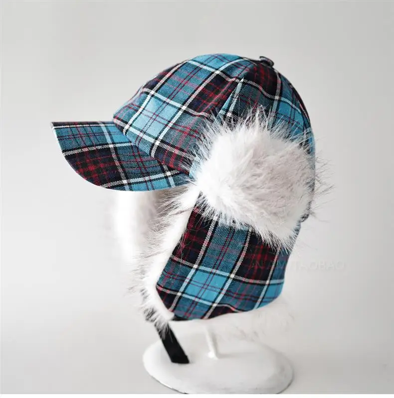 Women Plaid Windproof Cap Winter Warm Ear Protection — feature 5