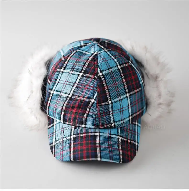 Women Plaid Windproof Cap Winter Warm Ear Protection — feature 6