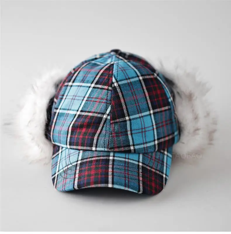 Women Plaid Windproof Cap Winter Warm Ear Protection — feature 7