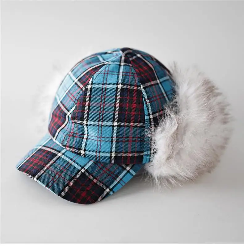 Women Plaid Windproof Cap Winter Warm Ear Protection — feature 8