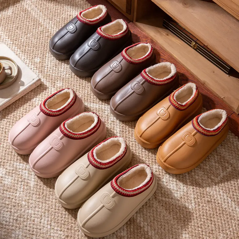 Waterproof Women's Winter Slipper with Red Embroidery - Image 9