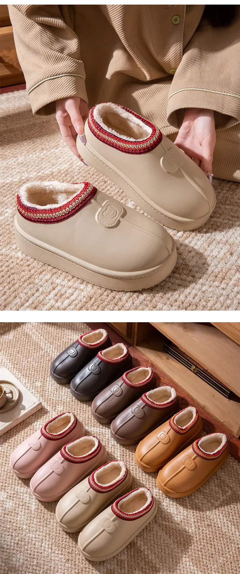 Waterproof Women's Winter Slipper with Red Embroidery — feature 10