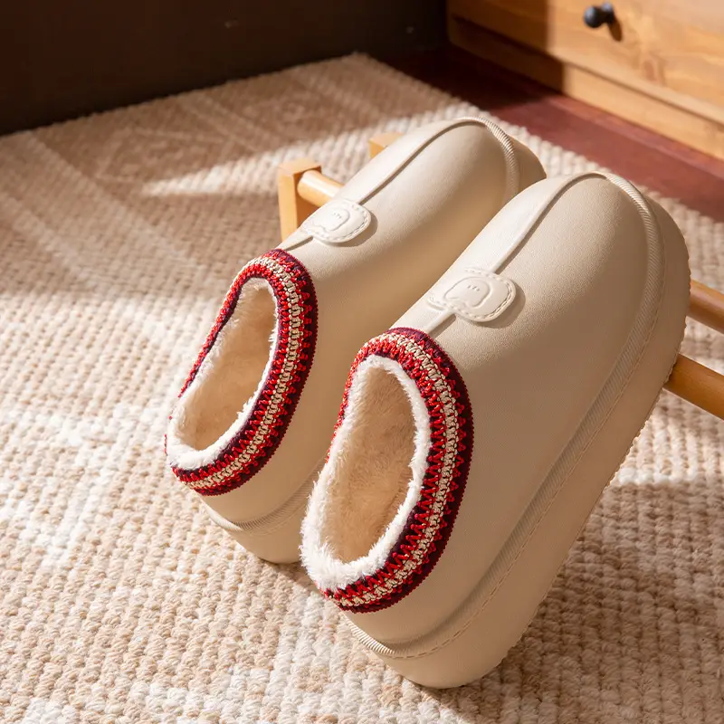 Waterproof Women's Winter Slipper with Red Embroidery - Image 2