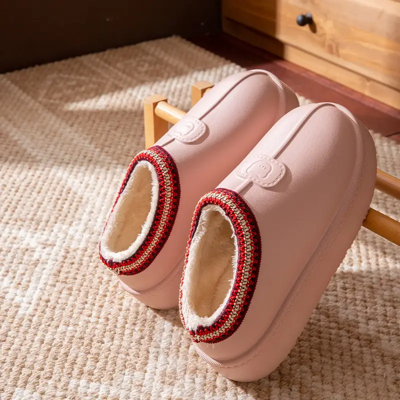 Waterproof Women's Winter Slipper with Red Embroidery - Image 3