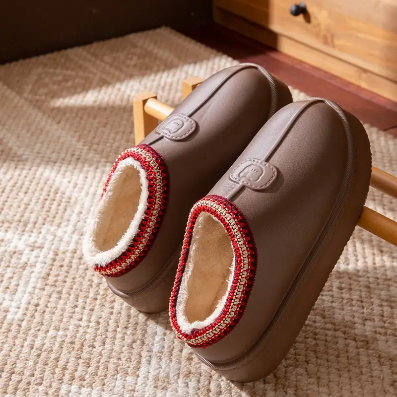 Waterproof Women's Winter Slipper with Red Embroidery - Image 4