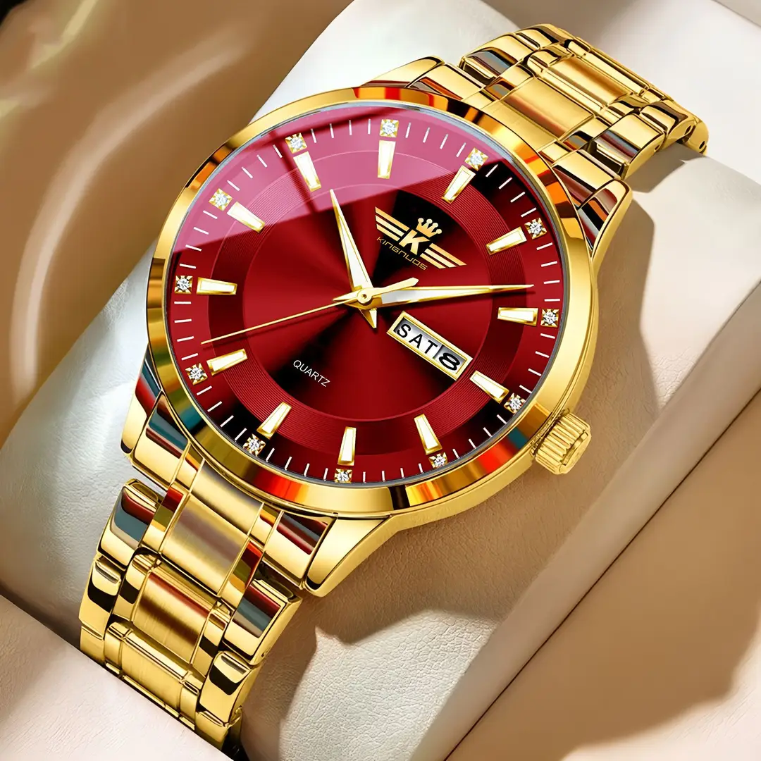 New Foreign Trade Men's Steel Band Waterproof Fully Automatic Dual Calendar Watch Luminous Scale Cross-Border Popular Business Watch