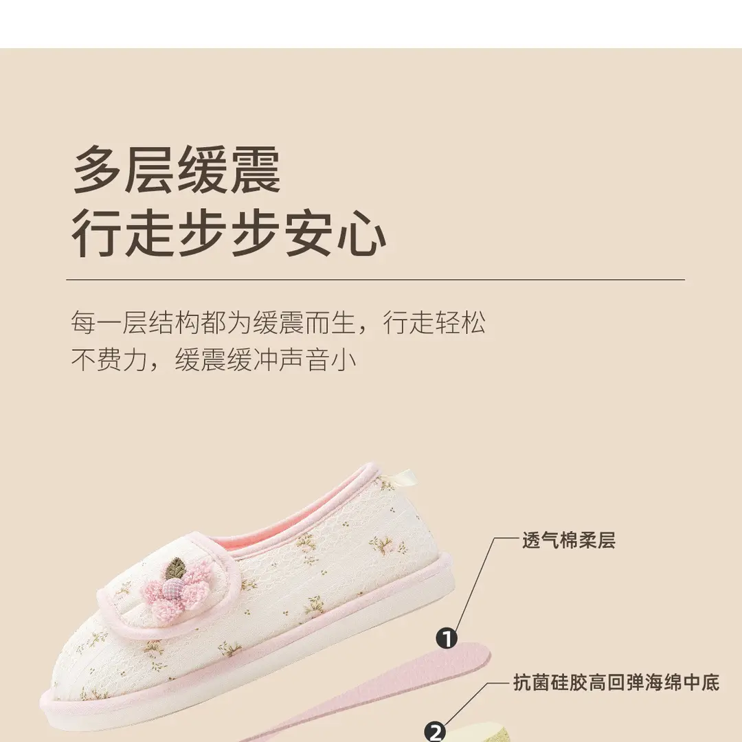 Jialiya Postpartum Shoes for Women in Autumn and Winter with Silent Anti-Slip Indoor Climbing Mats for Maternity and Pregnant Women Cotton Slippers Wholesale — feature 8