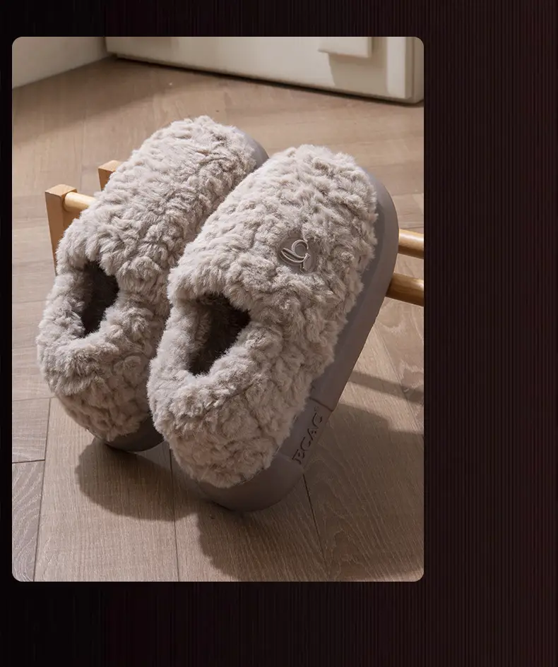 New Winter Fleece Heeled Slippers for Women Pink — feature 15