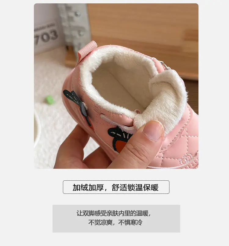 Baby Autumn and Winter Velvet Shoes 1-3-4 Years Old Baby Soft-Soled Toddler Shoes 2 Boys' Leather-Covered Cotton Shoes Girls One and a Half Years Old — feature 3
