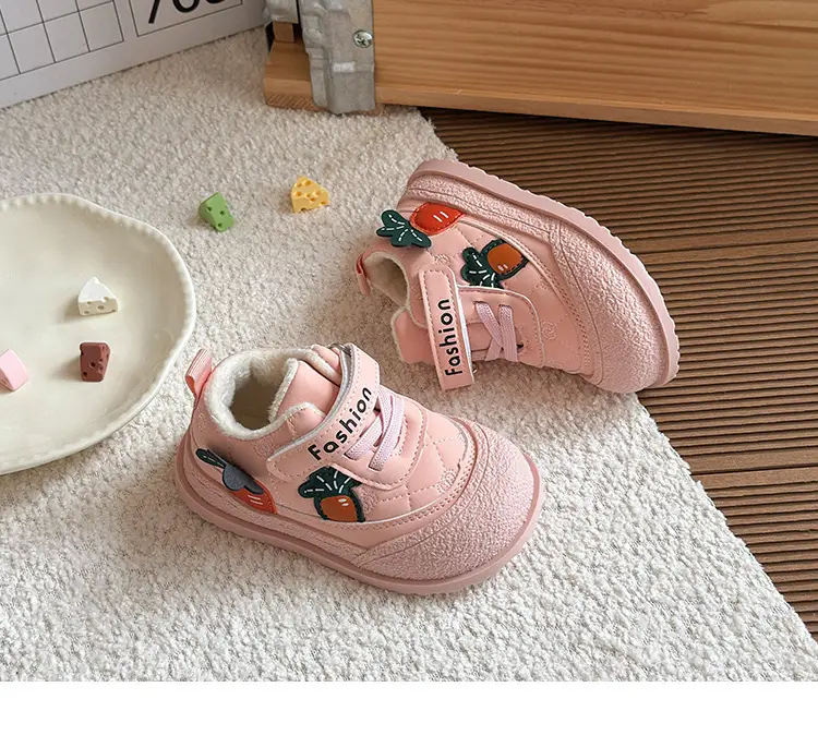Baby Autumn and Winter Velvet Shoes 1-3-4 Years Old Baby Soft-Soled Toddler Shoes 2 Boys' Leather-Covered Cotton Shoes Girls One and a Half Years Old — feature 9