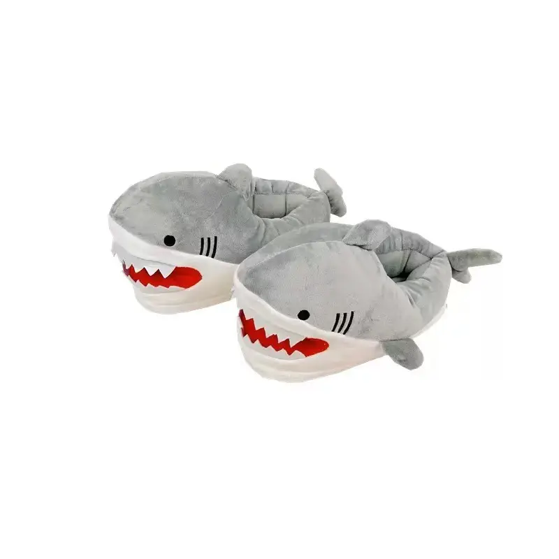 Shark Plush Slippers Winter Couple Warm Cute - Image 4