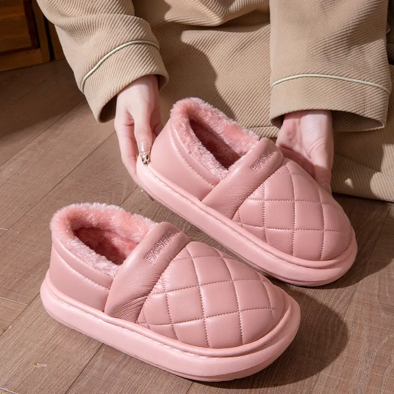 Pink Quilted Slip-On Shoes for Women Winter 2025 - Image 7