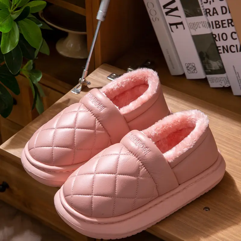 Pink Quilted Slip-On Shoes for Women Winter 2025 - Image 2