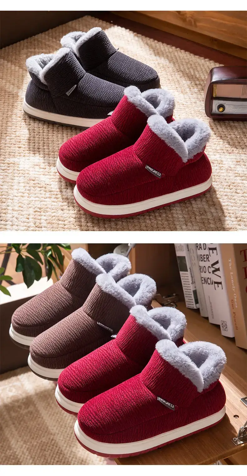 Fleece Lined Women's Red Winter Slippers — feature 11