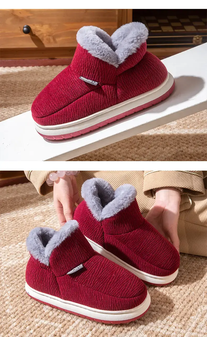 Fleece Lined Women's Red Winter Slippers — feature 13