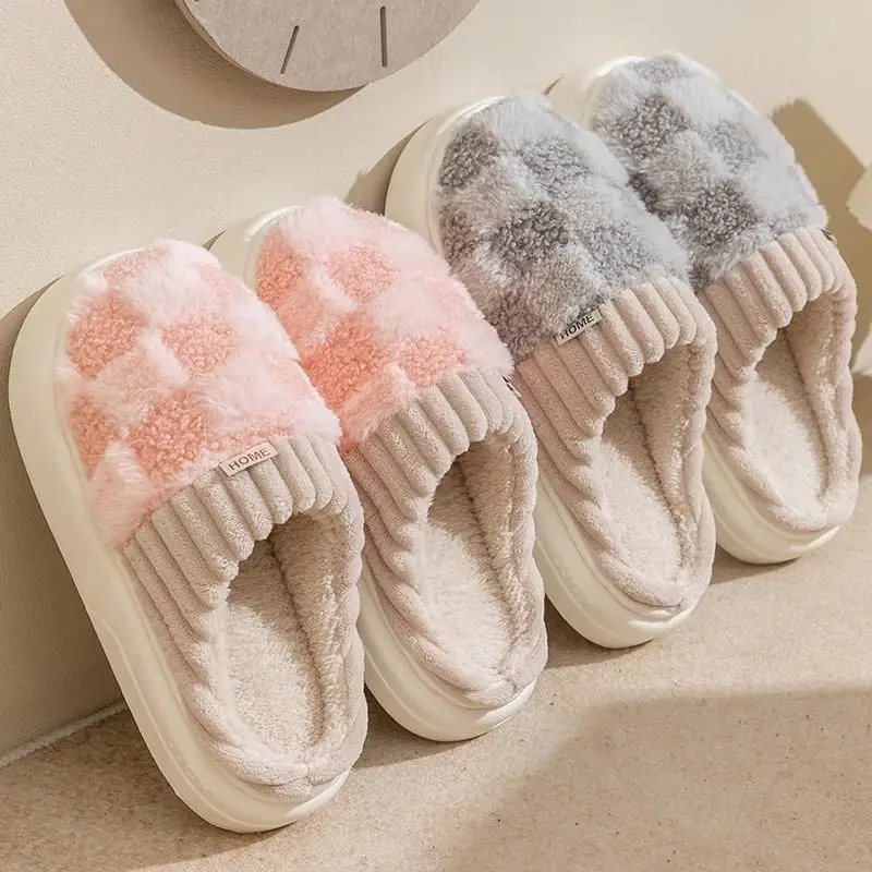 Cotton Slippers for Women in Winter Home Indoor Non-Slip Household Thick-Soled Couple Home Plush Cute Slippers for Men in Winter - Image 7