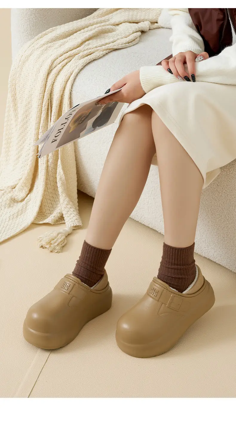Waterproof Cotton Slippers for Women Indoor Home Household Stain-Resistant and Anti-Fouling Plush Ready-Made Wholesale Warm Bag and Cotton Slippers for Women — feature 11