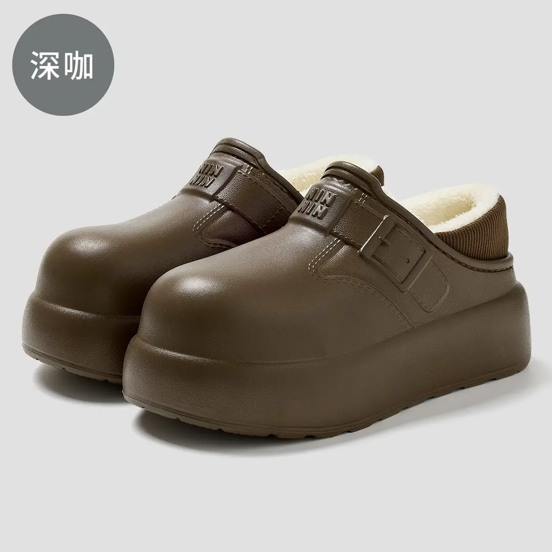 Waterproof Cotton Slippers for Women Indoor Home Household Stain-Resistant and Anti-Fouling Plush Ready-Made Wholesale Warm Bag and Cotton Slippers for Women - Image 2