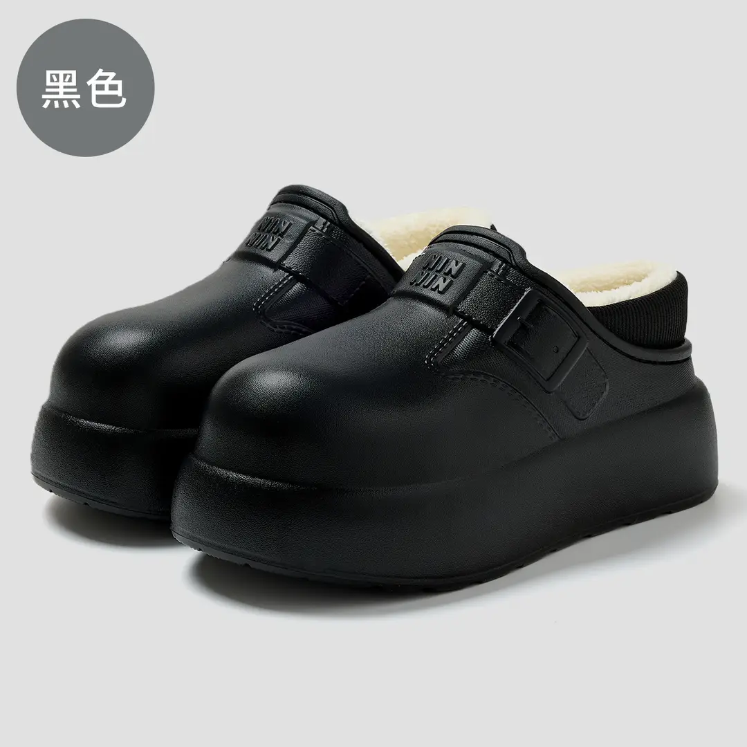 Waterproof Cotton Slippers for Women Indoor Home Household Stain-Resistant and Anti-Fouling Plush Ready-Made Wholesale Warm Bag and Cotton Slippers for Women - Image 3
