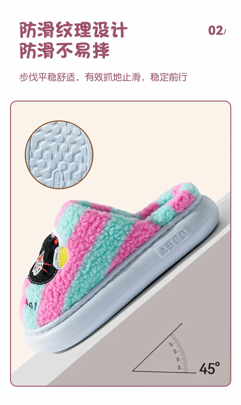 Cute Cartoon Cotton Slippers Women Winter Warm — feature 9